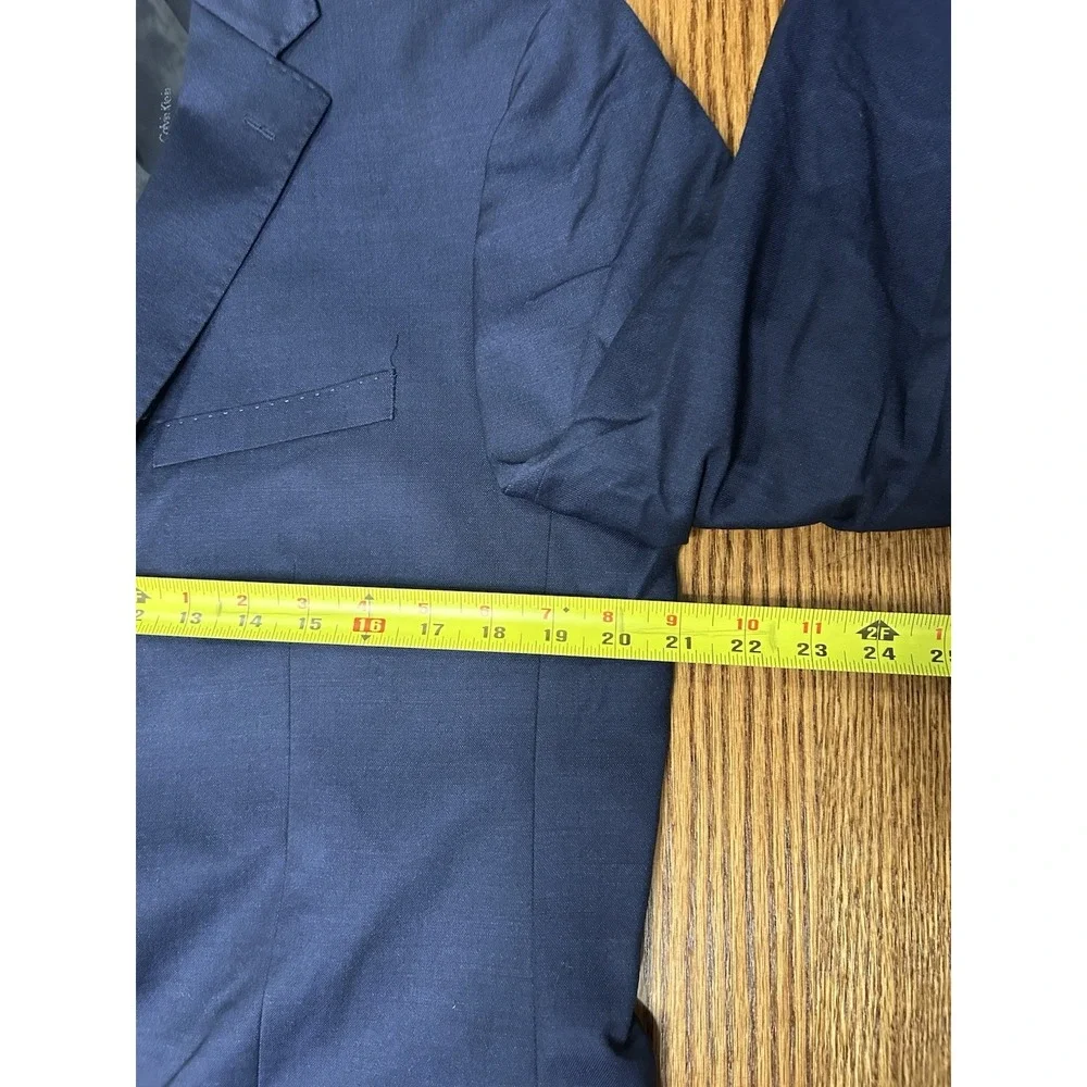 Calvin Klein Mens Blazer Career Suit Single Breasted Navy Wool 42 L